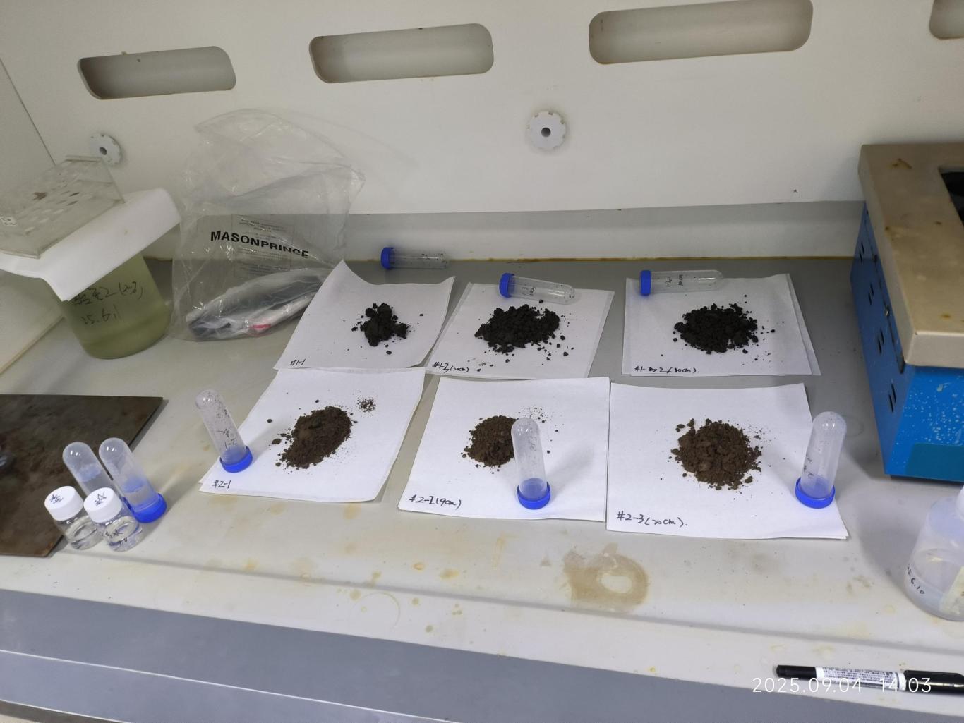 学生们采集的土壤样本。学校供图